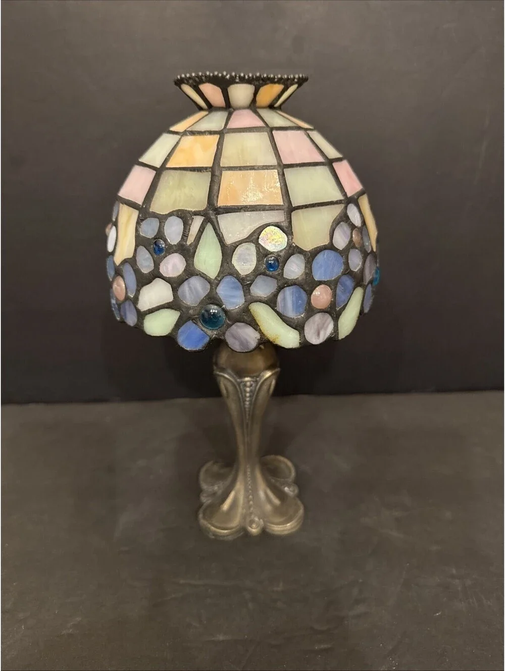 PartyLite Hydrangea Mosaic Tiffany Style Votive Candle Lamp Antique Bronze